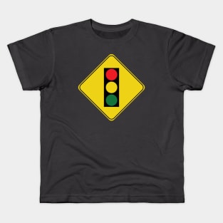 Caution Road Sign Traffic Light Kids T-Shirt